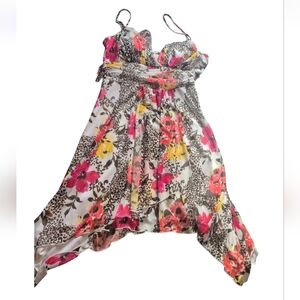 Speechless Floral Leopard Print Dress Shirt